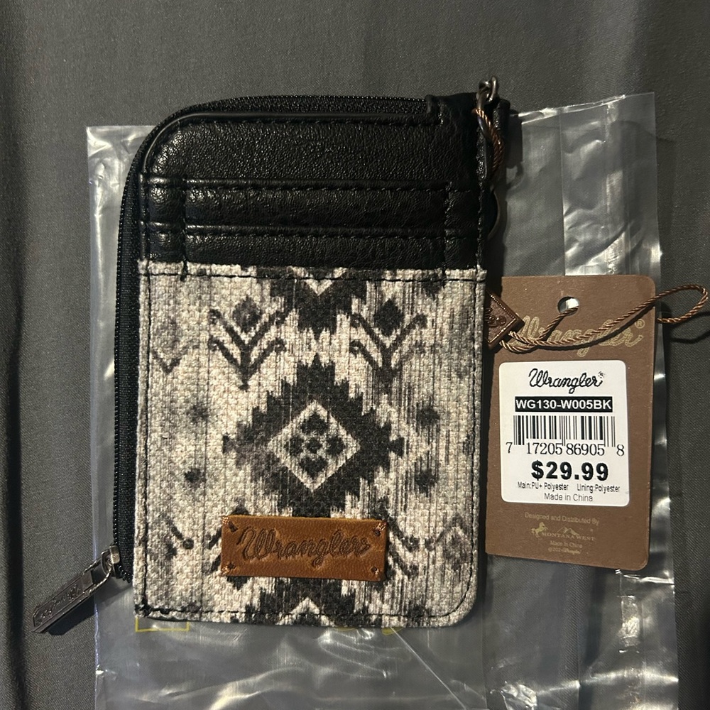 Wrangler Black and Gray Patterned Cardholder Wallet